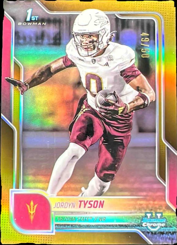 2025 Bowman Chrome University #31 Chrome Prospects - Gold Refractor /50