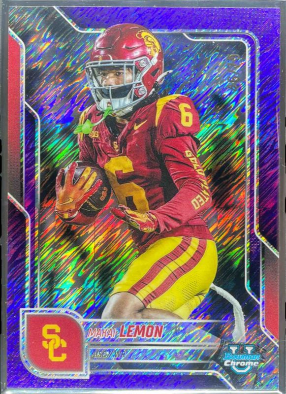 2025 Bowman Chrome University #174 Chrome Prospects - Purple Shimmer Refractor /75