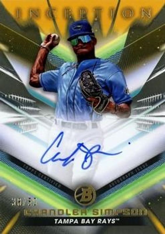 Chandler Simpson 2023 Bowman Inception #BPA-CSN Autographs - Gold Foil /50 RAW