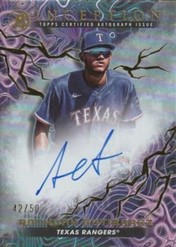Anthony Gutierrez 2023 Bowman Inception #PPA-AG Primordial Prospects Autographs - Gold Foil Electricity /50 RAW