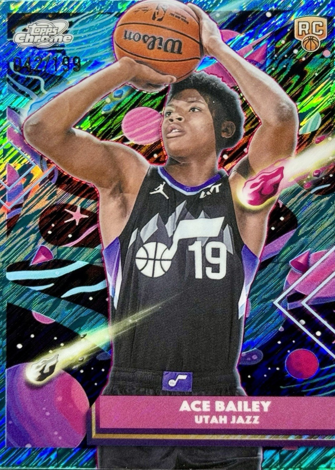Ace Bailey 2025 Topps Chrome Cosmic #171 Aqua Equinox Refractor 