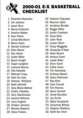 2000 Fleer E-X Checklists