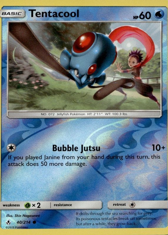 Tentacool 2019 Sun & Moon: Unbroken Bonds #040/214 Reverse Holo Price Guide  - Sports Card Investor