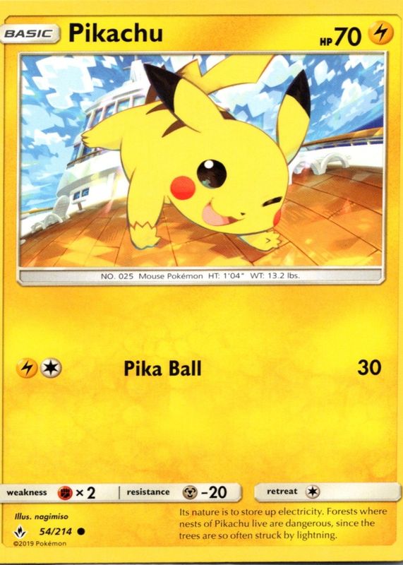 Pikachu 2019 Sun & Moon: Unbroken Bonds #054/214 Base Price Guide