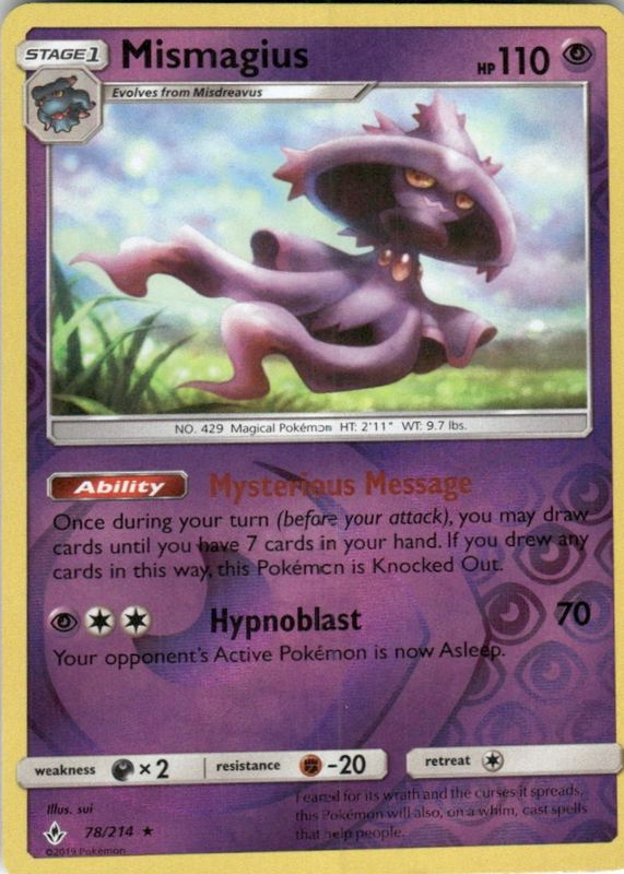 2019 Sun & Moon: Unbroken Bonds #078/214 Reverse Holo