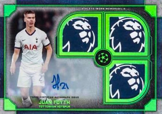 2019 Topps Museum Collection UEFA Champions League #STR-JFO Single Player Triple Relics Autographs Emerald Patch /1