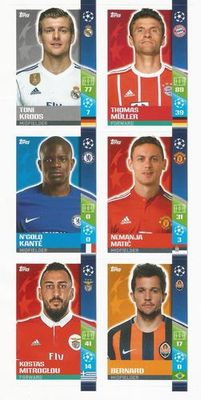 2017 Topps UEFA Champions League Stickers #13/77/128/184/306/342 Perforated Panel