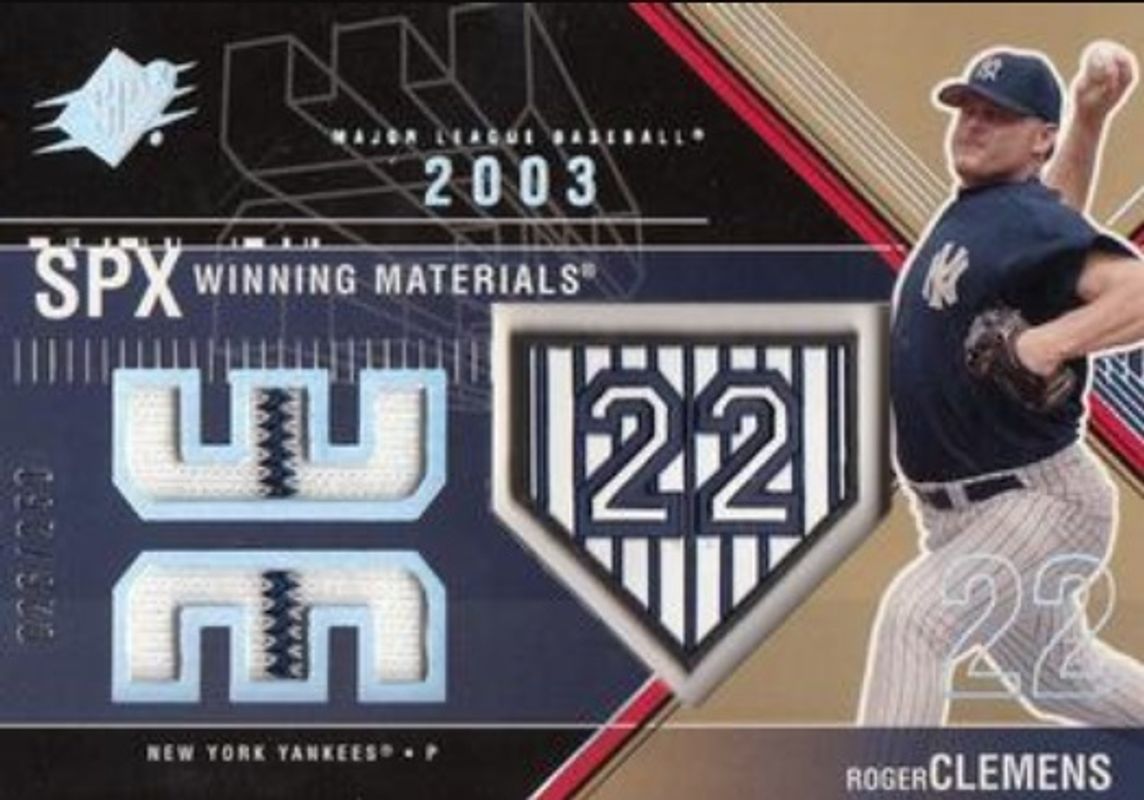 Roger Clemens 2003 SPx #WM-RC1b Winning Materials /250 RAW