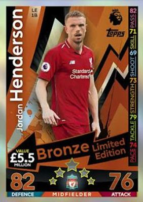 2018 Topps Match Attax Premier League #LE1B Bronze Limited Edition