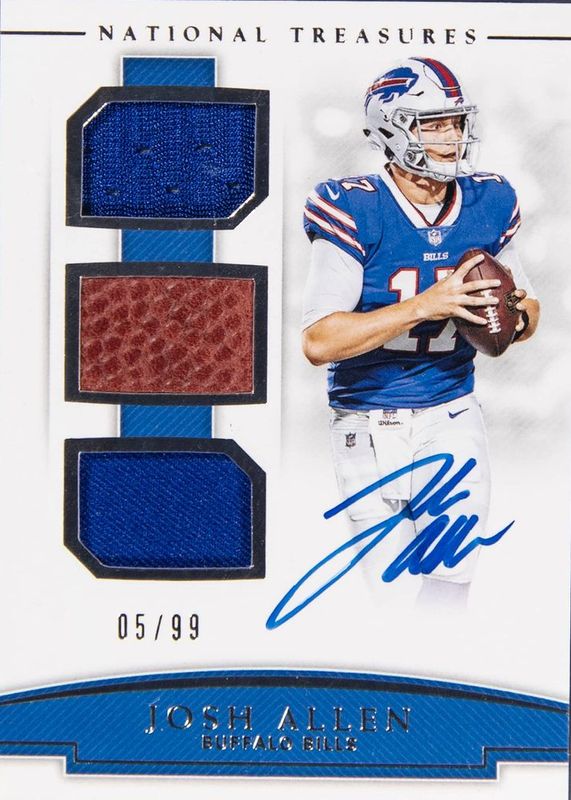 Josh Allen 2018 National Treasures #RST-JA Rookie NFL Gear Signature Trios (/99) RAW