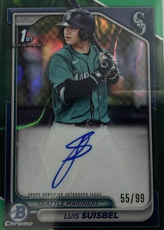 Luis Suisbel 2024 Bowman Chrome #CPA-LS Prospect Auto - Reptilian Green Refractor /99 (1st) RAW
