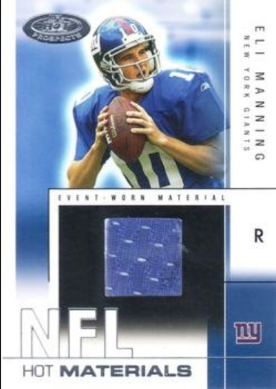Eli Manning 2004 Fleer Hot Prospects #HM/EM Hot Materials /500 Rookie RAW