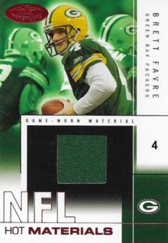 Brett Favre 2004 Fleer Hot Prospects #HM/BF Hot Materials - Red Hot /50 RAW