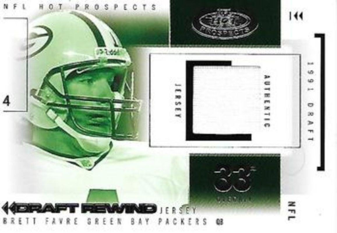Brett Favre 2004 Fleer Hot Prospects #DR/BF Draft Rewind Jersey /154 RAW