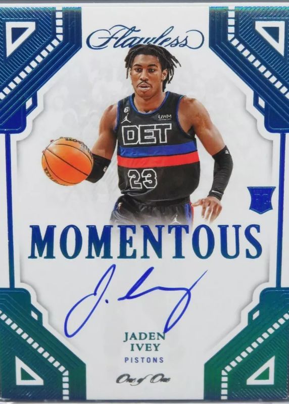 Jaden Ivey 2022 Flawless #MA-JIV Momentous Autographs - Platinum /1 Rookie PSA 10