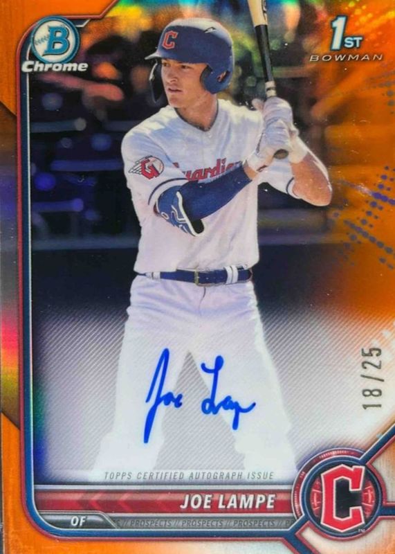 Joe Lampe 2022 Bowman Draft #CDA-JL Chrome DP Auto - Orange Refractor /25 (1st) RAW