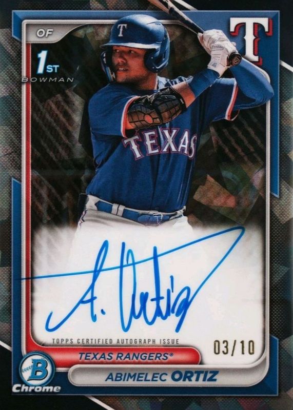 Abimelec Ortiz 2024 Bowman Sapphire Edition #BSPA-AO Chrome Prospect Auto - Black /10 (1st) RAW