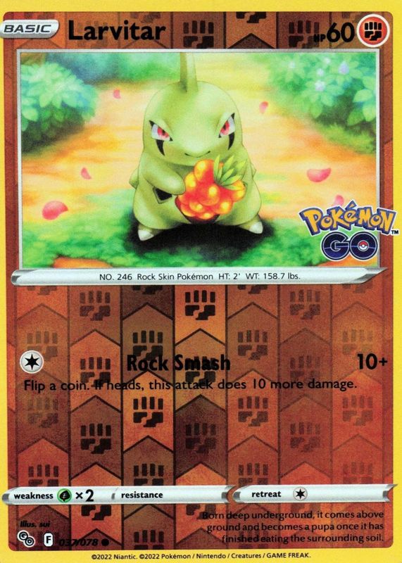 Larvitar 2022 Sword & Shield: Pokemon GO #37/78 Reverse Holo Price Guide -  Sports Card Investor