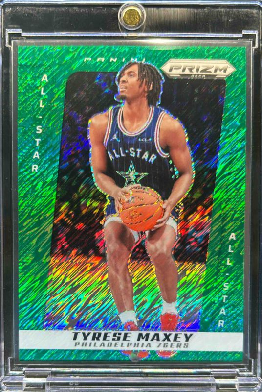 Tyrese Maxey 2024 Prizm Deca #259 FOTL Green Shimmer /12 RAW