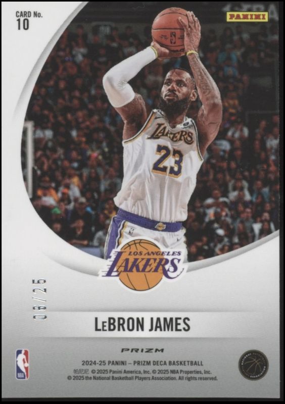 LeBron James 2024 Prizm Deca #10 Downtown Bound - Mojo /25 RAW