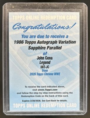 2026 Topps Chrome WWE Sapphire Edition #86T-JC 1986 Topps Autographs