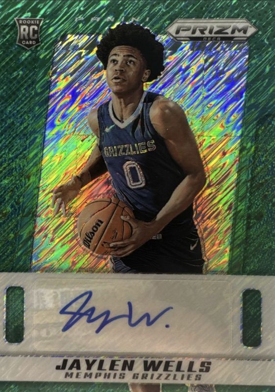 Jaylen Wells 2024 Prizm Deca #PDS-WEL Signatures - Green Shimmer /15 Rookie RAW