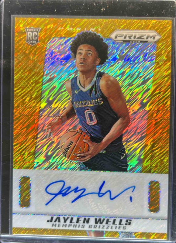 Jaylen Wells 2024 Prizm Deca #PDS-WEL Signatures - Gold Shimmer /10 Rookie RAW