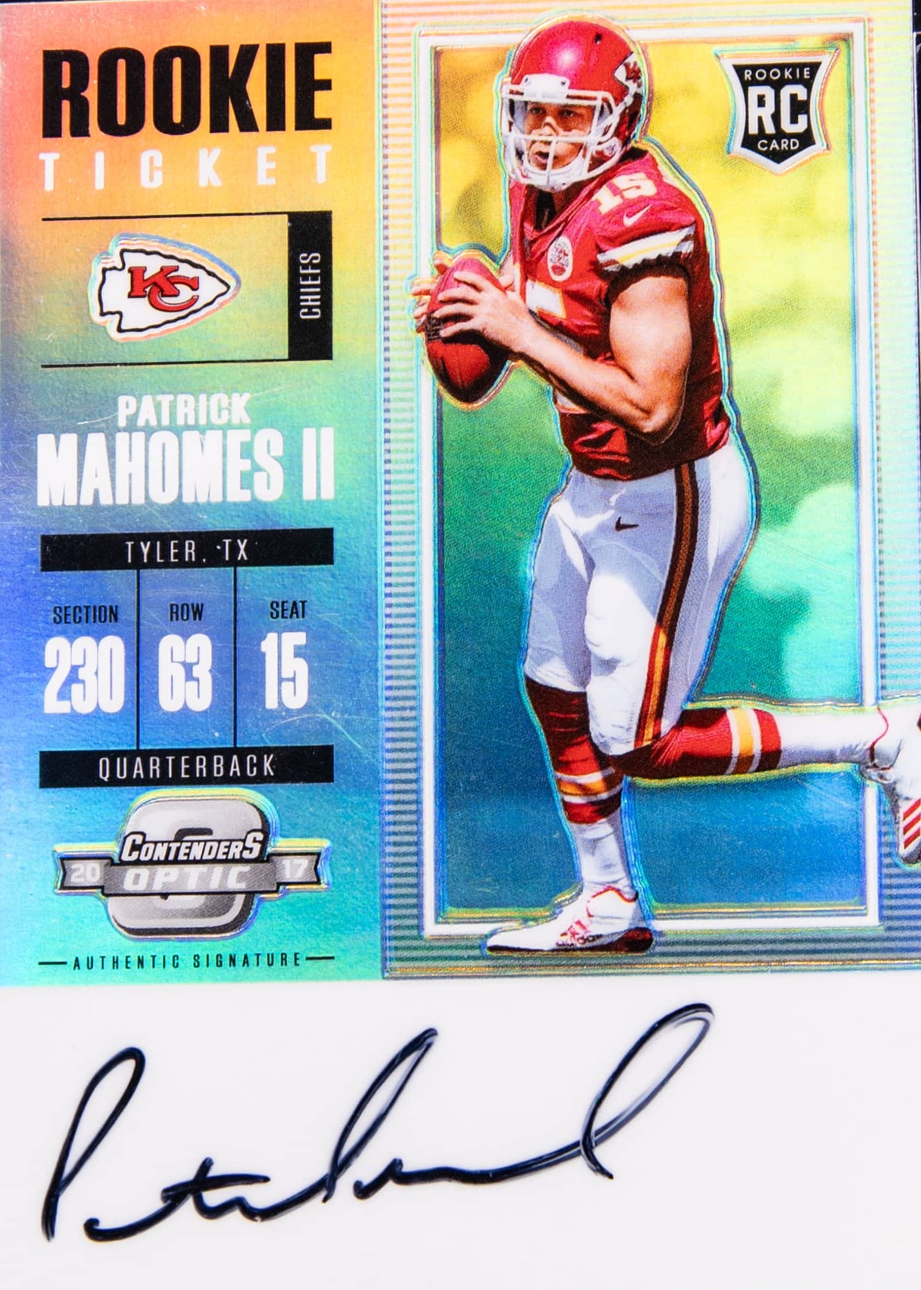 Patrick Mahomes II 2017 Contenders Optic #103 Rookie Ticket Auto