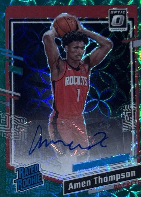 Amen Thompson 2023 Optic #287 Rated Rookie Signatures - Premium Box Set Green /3 RAW