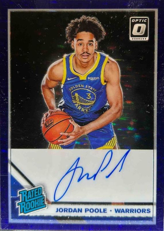 Jordan Poole 2019 Optic #169 Rated Rookie Signatures - Purple Stars FOTL /49 RAW