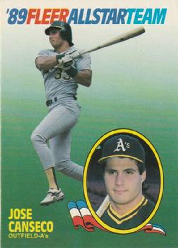 Jose Canseco 1989 Fleer #2 '89 Fleer All-Star Team RAW
