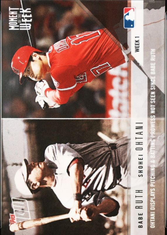 Shohei Ohtani 2018 Topps Now #MOW-1 Moment of the Week (w/B. Ruth