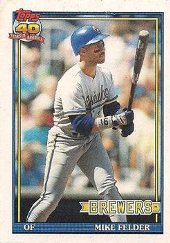 Mike Felder 1991 Topps #44b Base RAW