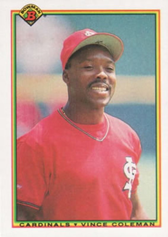 Vince Coleman 1990 Bowman #198 Base RAW