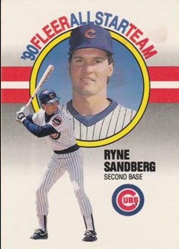 Ryne Sandberg 1990 Fleer #9 '90 Fleer All-Star Team RAW
