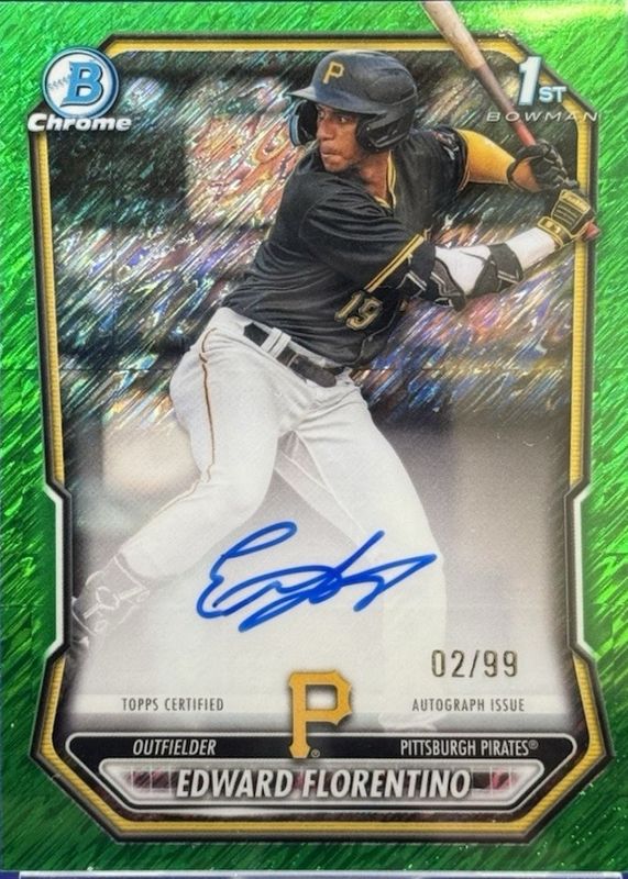 2026 Bowman #CPA-EF Chrome Prospect Autographs - Green Shimmer Refractor /99 (1st)