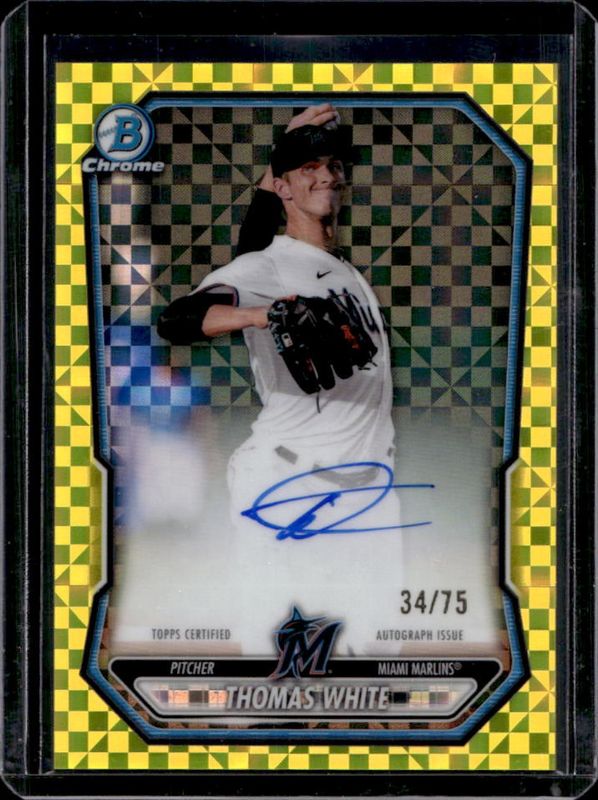 Thomas White 2026 Bowman #CPA-TW Chrome Prospect Autographs - Yellow X ...
