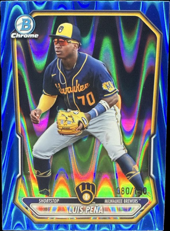 Luis Pena 2026 Bowman #BCP-120 Chrome Prospects - Blue RayWave 