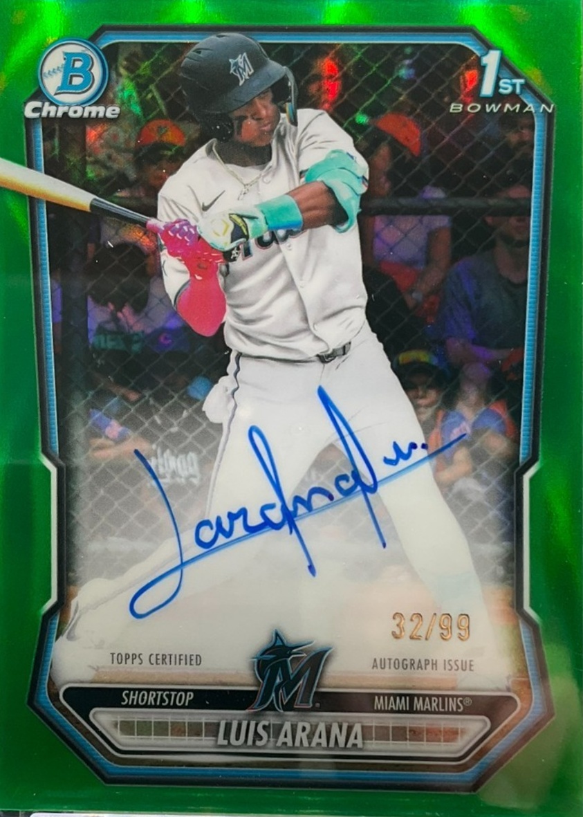 Luis Arana 2026 Bowman #CPA-LA Chrome Prospect Autographs - Green 
