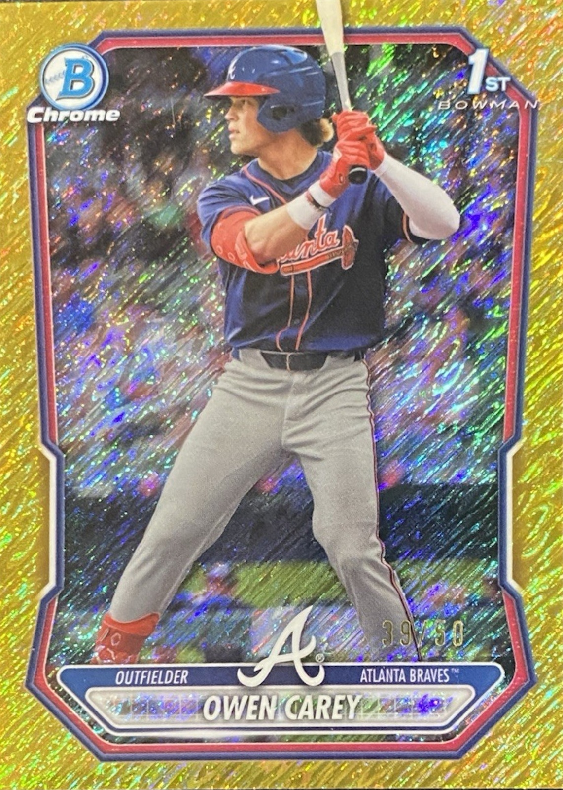 Owen Carey 2026 Bowman #BCP-69 Chrome Prospects - Gold Shimmer 