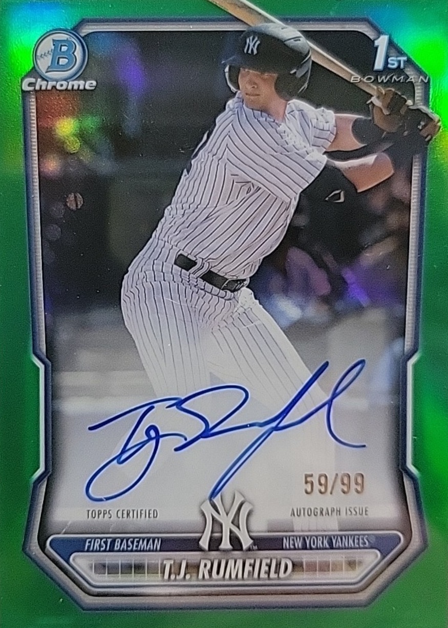 TJ Rumfield 2026 Bowman #CPA-TR Chrome Prospect Autographs - Green ...