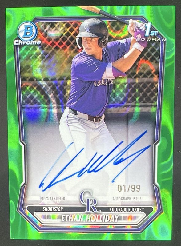 2026 Bowman #CPA-EH Chrome Prospect Autographs - Green Lava Refractor /99 (1st)