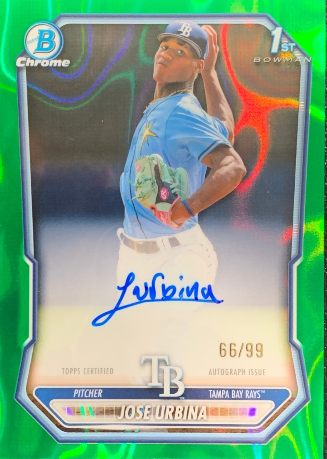 Jose Urbina 2026 Bowman #CPA-JU Chrome Prospect Autographs - Green Lava ...