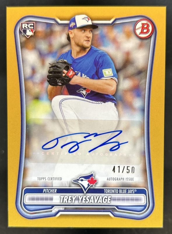 Trey Yesavage 2026 Bowman #PRV-TY Rookies & Veterans Retail Autographs ...