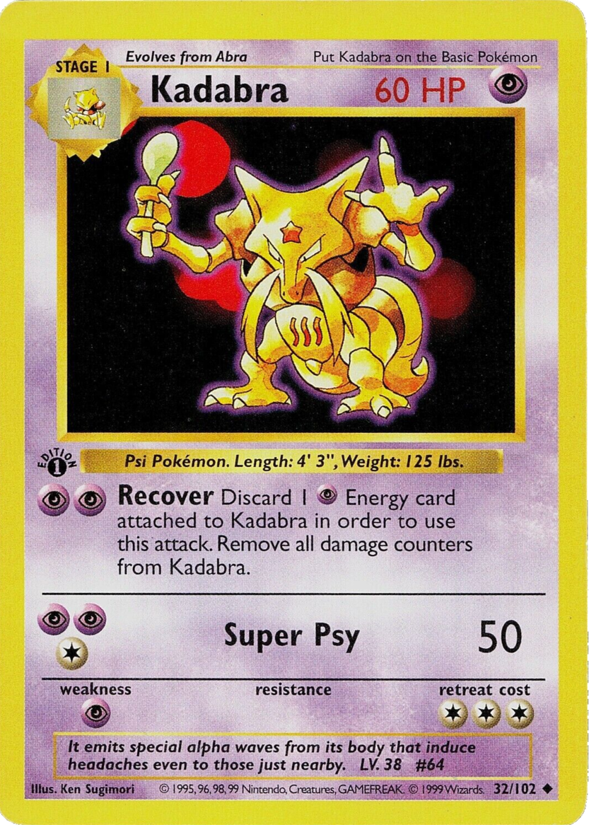 abra 1995 pokemon card Graded 1st Edition (49/82) Mint / near mint condition trading card Pokemon Single Card GYM HEROES