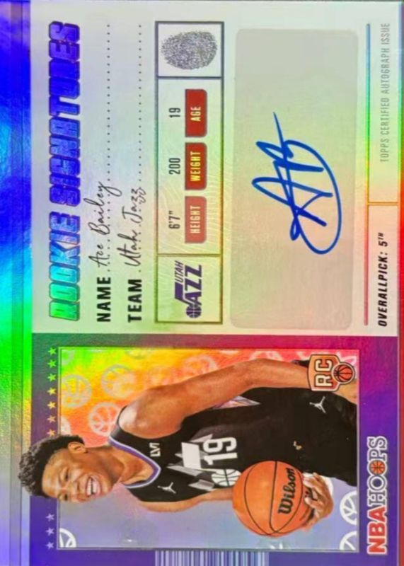 Ace Bailey 2025 Topps Hoops #HRS-AB Rookie Signatures Price Guide 