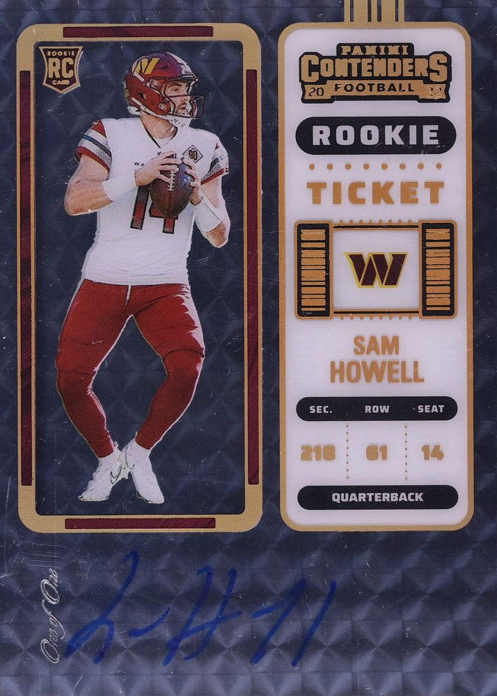 Sam Howell 2022 Contenders #133 Rookie Ticket Auto - Clear Mosaic /1 ...