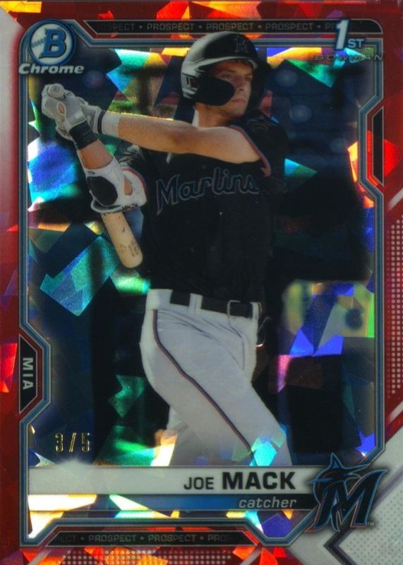 Joe Mack 2021 Bowman Draft Sapphire Edition #BDC-159 Chrome - Red /5 (1st) Rookie RAW