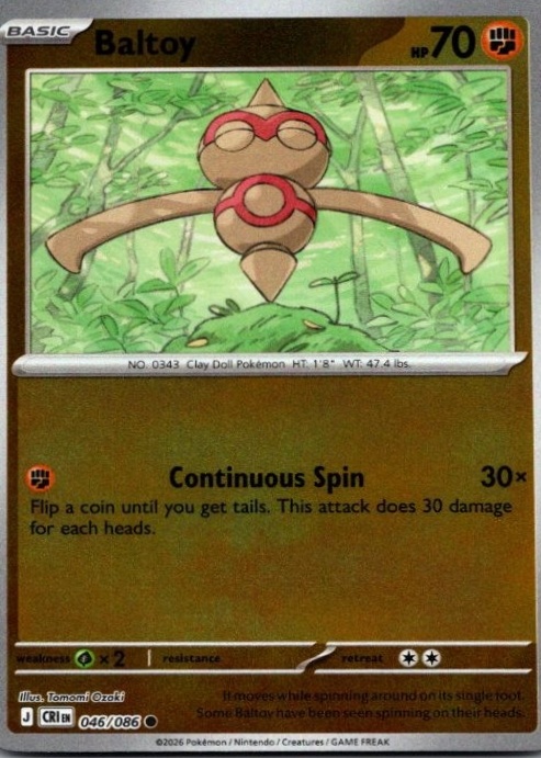 Baltoy 2026 Mega Evolution: Chaos Rising #46/86 Reverse Holo Price ...