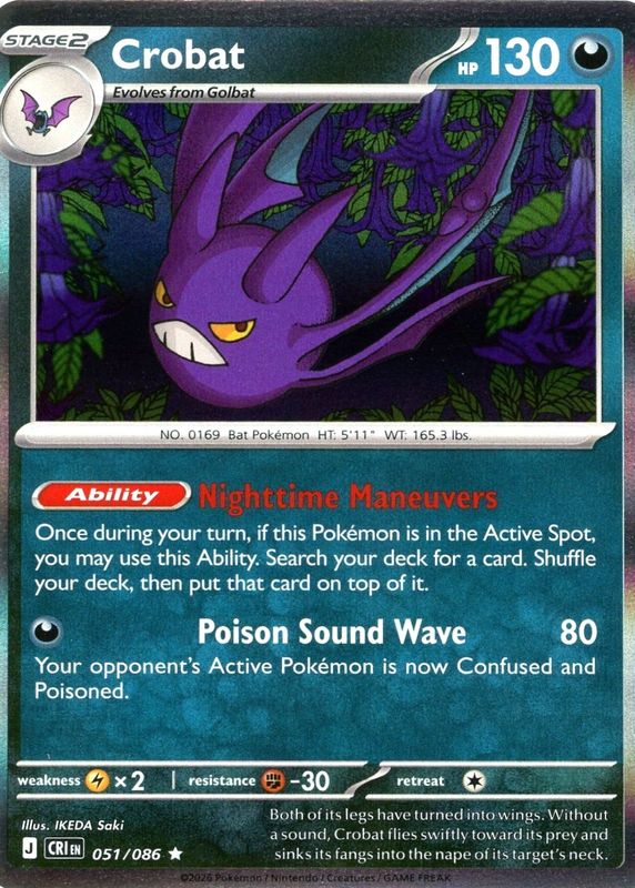 Crobat 2026 Mega Evolution: Chaos Rising #51/86 Holo Price Guide ...